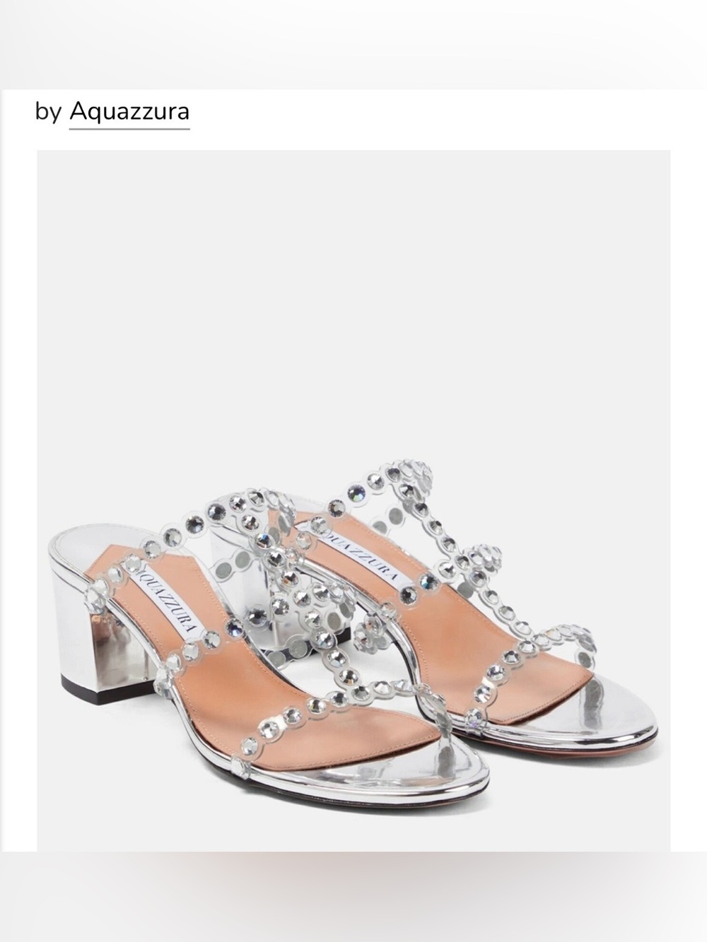 Aquazzura Silver Tequila PVC Strappy Block-Heel Sandals women size 38.5 US 8.5